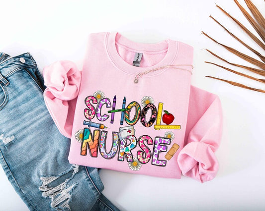 School Nurse Sweatshirt, Nurse Shirt, RN Shirt, Nurse Graduation Gift, Nurse Week Shirt, Gift For Nurse, Back to School Nurse Sweaters