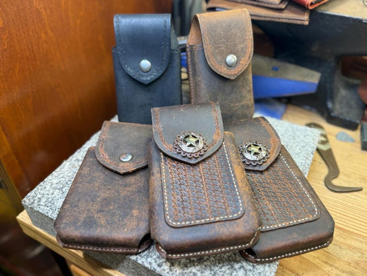 Handmade Leather Phone Case for Belt, Phone Holster, Buffalo Full Grain Leather, Made in USA