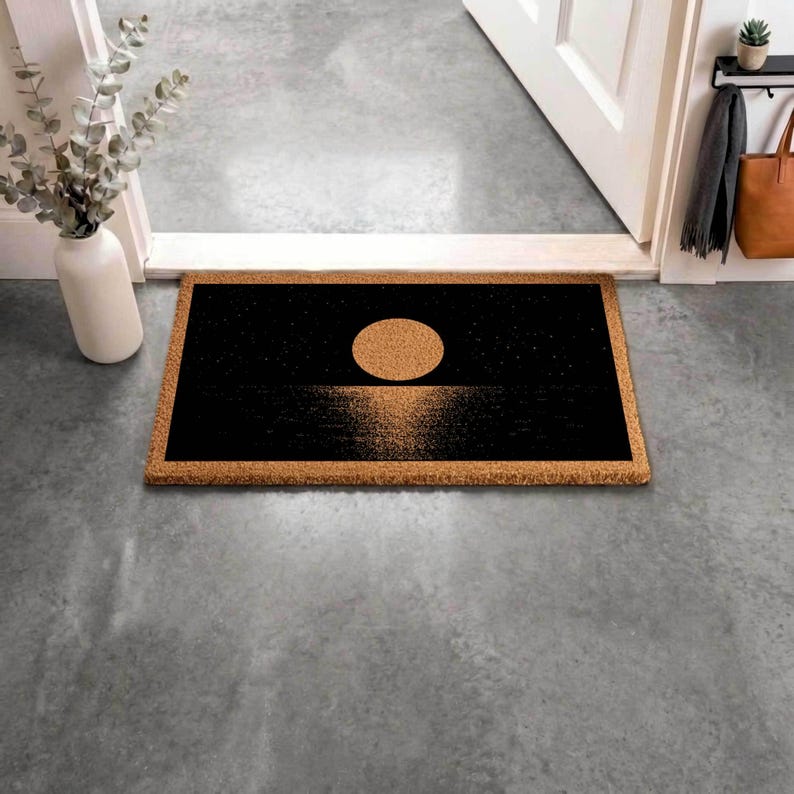 Moon on Lake Coir Doormat, Seascape Welcome Mat