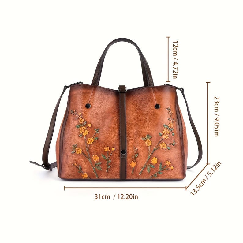 Vintage Genuine Leather Multi Compartment Tote Bag High Capacity Women’s Handbag for Work Travel and Everyday Style for Woman Womens Handbag