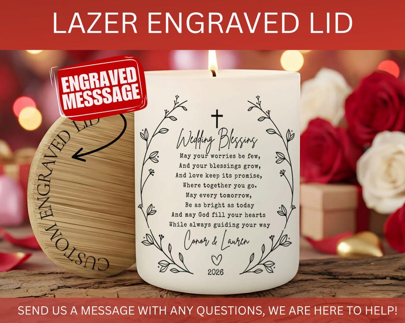 Christian Wedding Candle 2026, Daughter in law wedding gift, personalized wedding gift for couple, Wedding Gift for Bride and Groom