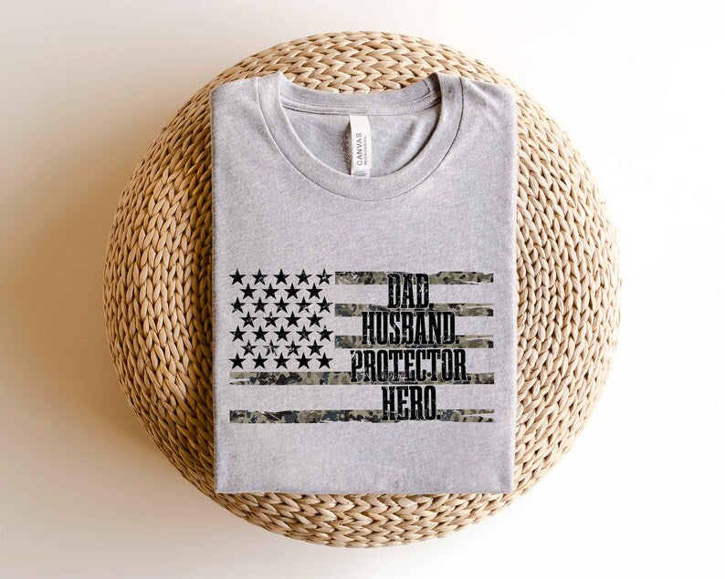 Retro Dad Camo Shirt, USA Flag Camouflage T-Shirt, Father’s Day Gift for Dad, Hunting Shirt, Cool Dad Gift, Father's Day Shirts