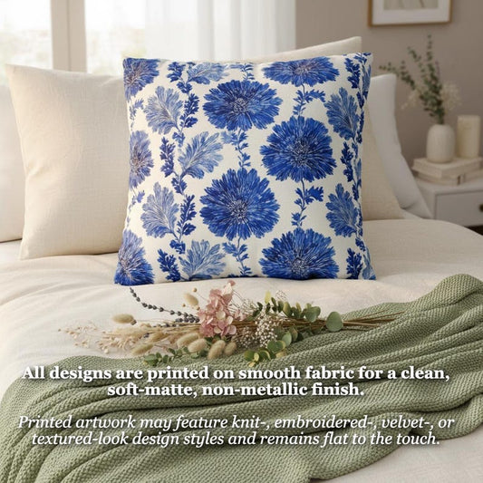Blue White Botanical Pillow Cover, Chinoiserie Floral Throw Pillowcase, French Country Decor Cushion Case, Classic Elegant Blue Accent Gift