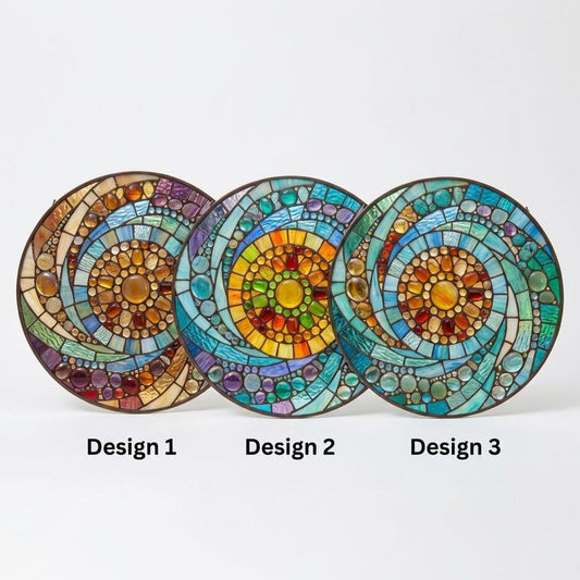 Rainbow Spiral Stained Glass Suncatcher, Abstract Circle Window Hanging, Colorful Sun Catcher, Boho Home Decor Gift