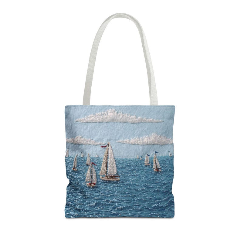 Coastal Beach Tote Bag Sailboat Ocean Summer Bag Nautical Tote Beach House Bag Lake Day Bag Seaside Tote Large Beach Bag Gift