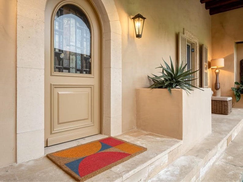 Coir Doormat: Mid-Century Modern Geometric Design - Eco Friendly