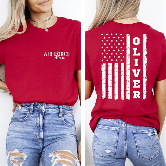 Custom Air Force Family Shirt, Personalized Soldier Name Flag Tee, Proud Military Mom Dad Shirt, Air Force Basic Training Gift