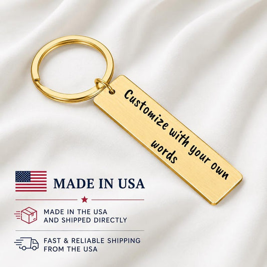 Custom Engraved Stainless Steel Keychain: Personalized Metal Key Chain, Custom Drive Safe Keychain,Engraved Rectangle Custom Couple Gift