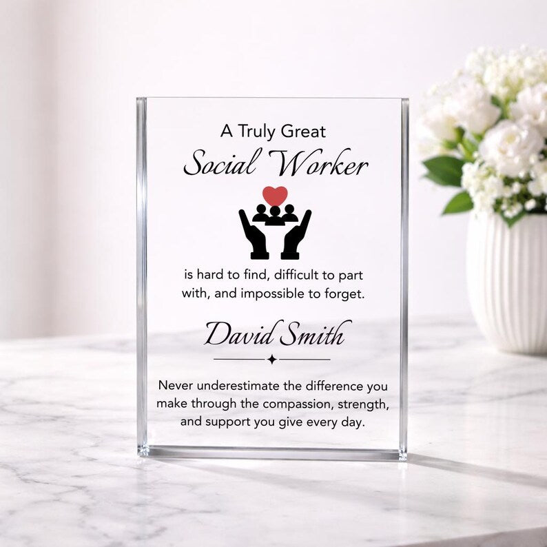 Personalized Social Worker Gift, LCSW MSW LSW Plaque for Therapist Appreciation Gifts Counselor Thank you, Mental Health Retirement Farewell