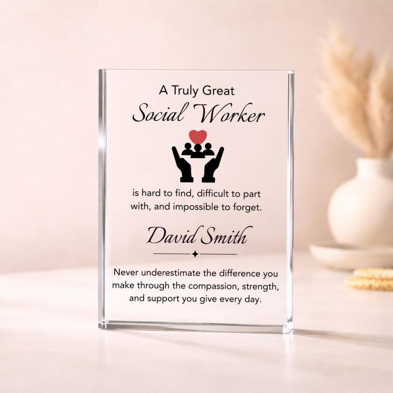Personalized Social Worker Gift, LCSW MSW LSW Plaque for Therapist Appreciation Gifts Counselor Thank you, Mental Health Retirement Farewell