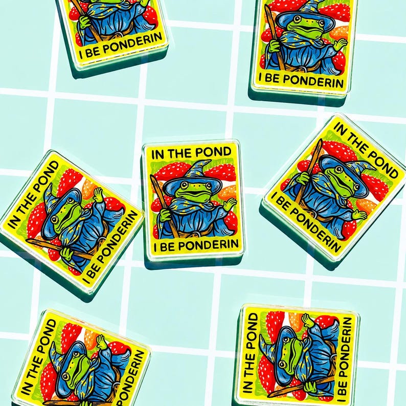 Funny Frog Magnet Hilarious Gift Idea Nerdy Humor Stocking Stuffer Quirky Magnet Fridge Decor Cute DM Gift Gamer Wizard Magnet Mushroom