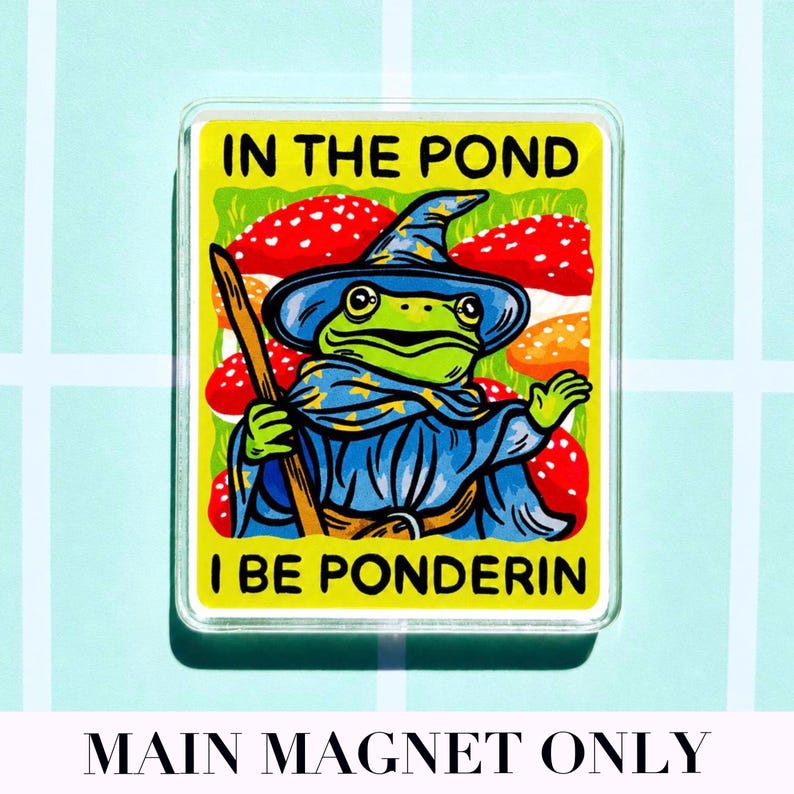 Funny Frog Magnet Hilarious Gift Idea Nerdy Humor Stocking Stuffer Quirky Magnet Fridge Decor Cute DM Gift Gamer Wizard Magnet Mushroom