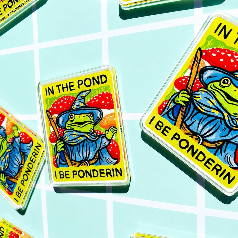 Funny Frog Magnet Hilarious Gift Idea Nerdy Humor Stocking Stuffer Quirky Magnet Fridge Decor Cute DM Gift Gamer Wizard Magnet Mushroom