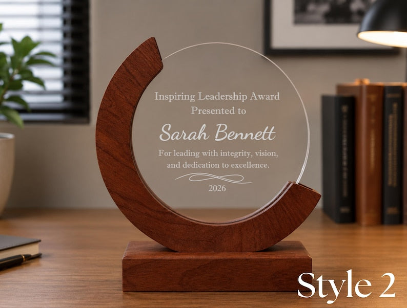 Employee Recognition Award – Personalized Acrylic Plaque, Custom Corporate Trophy