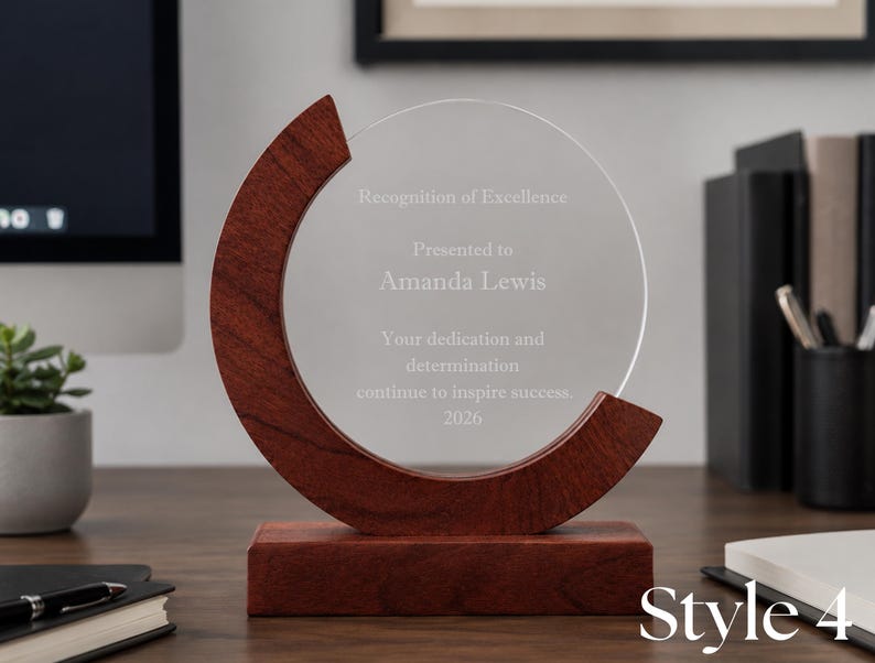 Employee Recognition Award – Personalized Acrylic Plaque, Custom Corporate Trophy