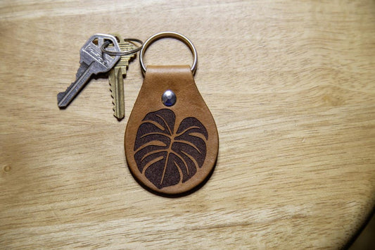 Monstera Leaf Leather Keychain