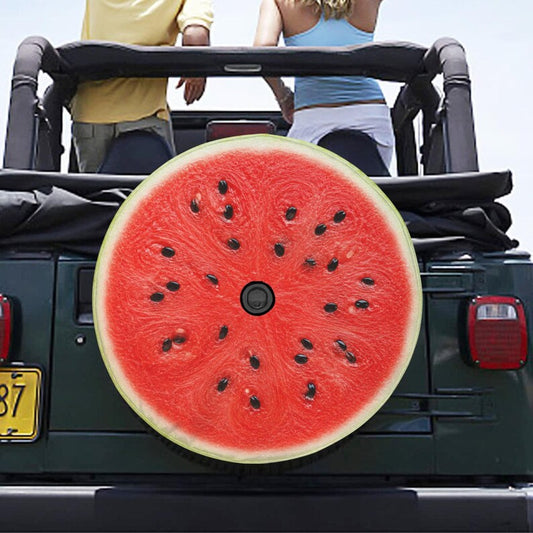 Watermelon Spare Tire Cover, Realistic Summer Jeep Wheel Protector (Backup Camera Hole)