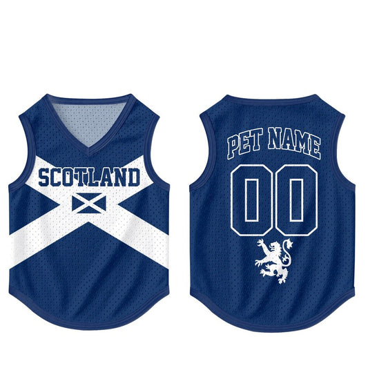 Custom Scotland Pet Jersey, Personalized Outfit for Dogs Cats, World Cup Pet Mess Jersey Name Number Sportswear Pet Jersey