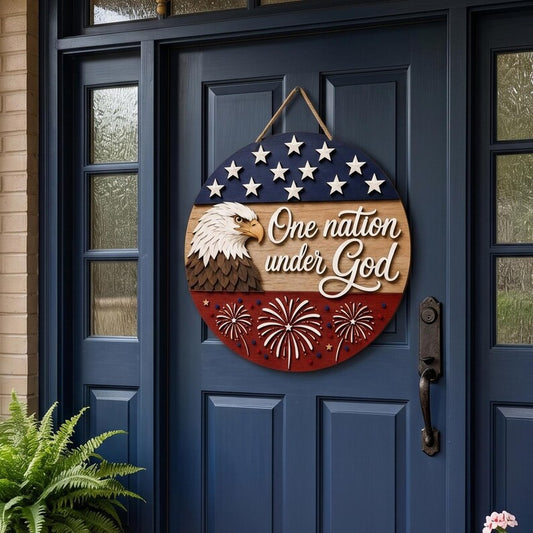 USA 250th Anniversary Sign, Patriotic Door Hanging Decor, Semiquincentennial Floral Wall Art, American Flag 1776-2026 Wooden Door Hanger