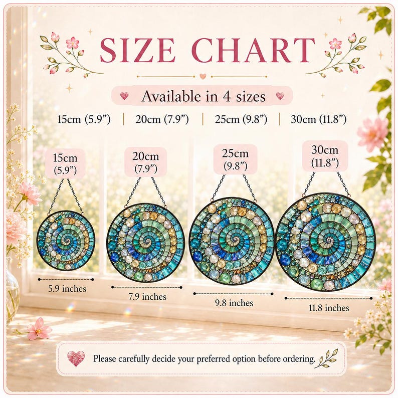 Spiral Mosaic Suncatcher, Mandala Window Hanging, Rainbow Glass Art, Boho Decor