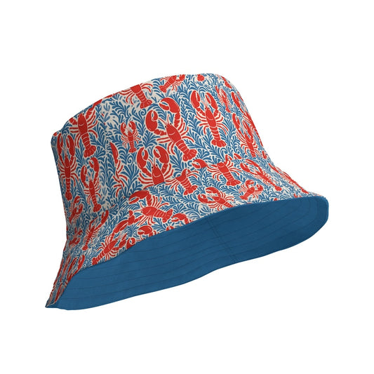 Lobster Bucket Hat Reversible Coastal Hat, Maine Lobster Sun Hat, Nautical Beach Hat, Red White Blue Summer Hat, Coastal Vacation Hat
