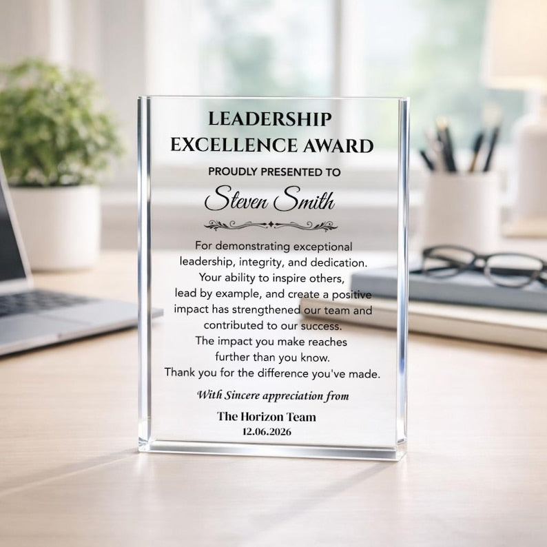 Leadership Excellence Award Plaque, Corporate Gifts for Employee Recognition Award, Team Leader Appreciation Gift, Manager Thank You Gift