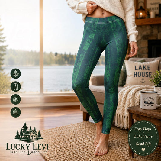 Birch Tree Leggings, Lake House Leggings, Cozy Cabin Leggings, Forest Leggings, Nature Yoga Pants, Mid Rise Leggings, Outdoor Lover Gift