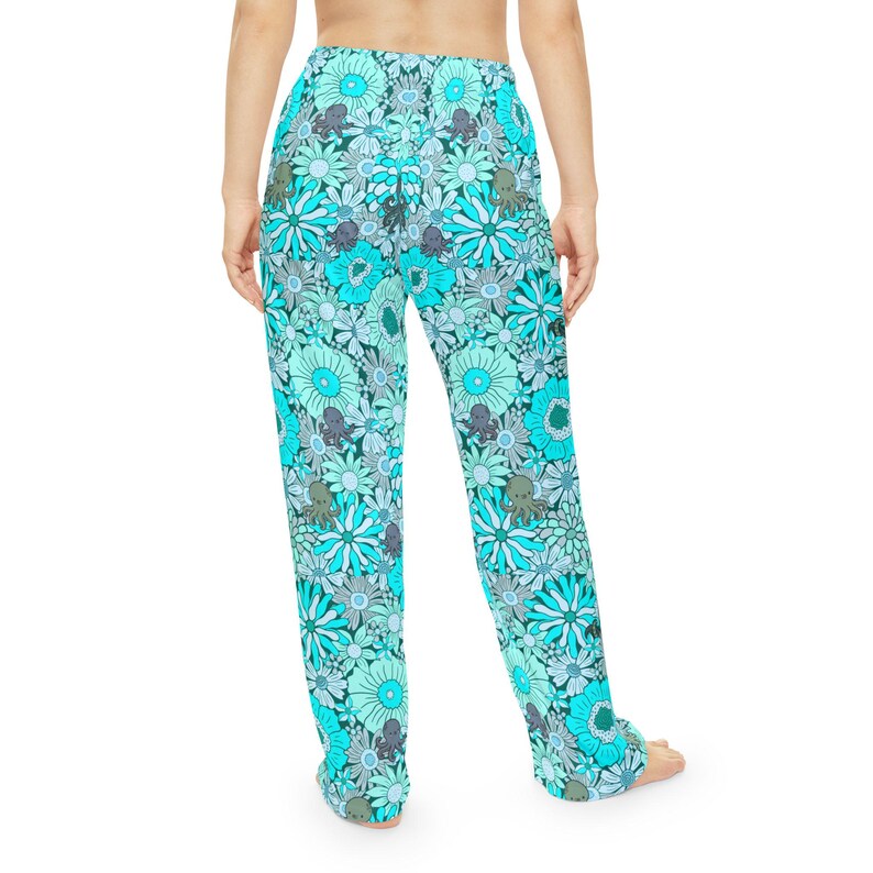 Coastal Octopus Pajama Pants, Beach House Lounge Pants, Ocean Floral Sleep Pants, Nautical Pajamas for Women, Beach Lover Gift