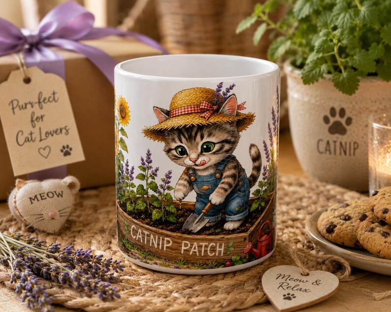Catnip Patch Gardening Kitten Mug | Ceramic Coffee Cup