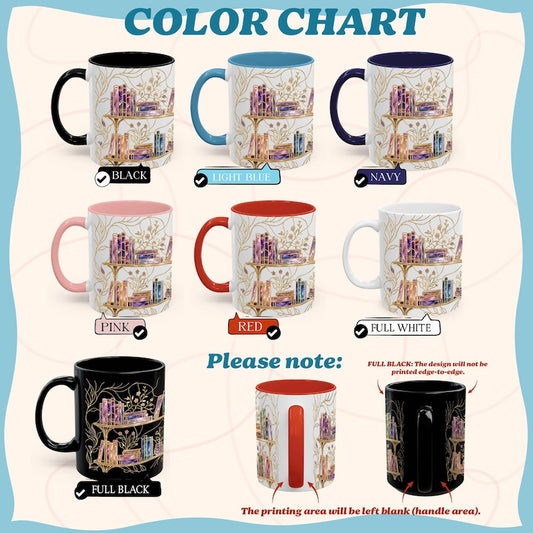 Stained-Glass Style Floral Bookshelf Coffee Mug, Book Lover Mug Gift, Bookish Coffee Mug, Stained Glass Gift, Library Cup