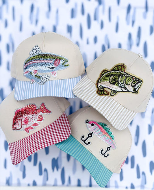 Sequin Trucker Hats Wildlife with Pattern Brims - Fishing and Hunting Inspired Hats