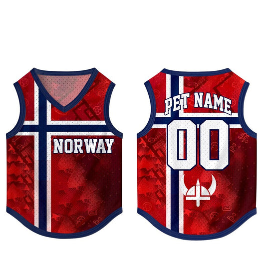 Custom Norway Pet Jersey, Personalized Outfit for Dogs Cats, World Cup Pet Mess Jersey Name Number Sportswear Pet Jersey