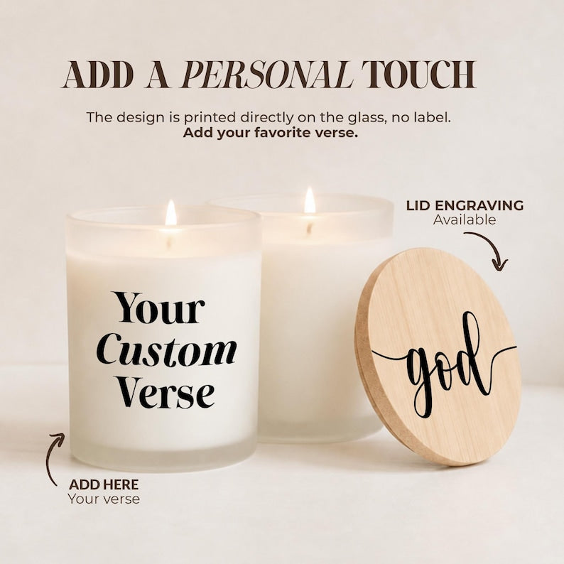 Custom Bible Verse Candle Personalized Christian Gift for Her Scripture Prayer Candle Encouragement Gift Pastor Appreciation Gift Home Decor