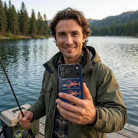 Walleye Phone Case, American 250th Fishing Phone Case, Patriotic Walleye Gift, Midwest Fisherman, Lake Life iPhone Samsung Google Pixel Case
