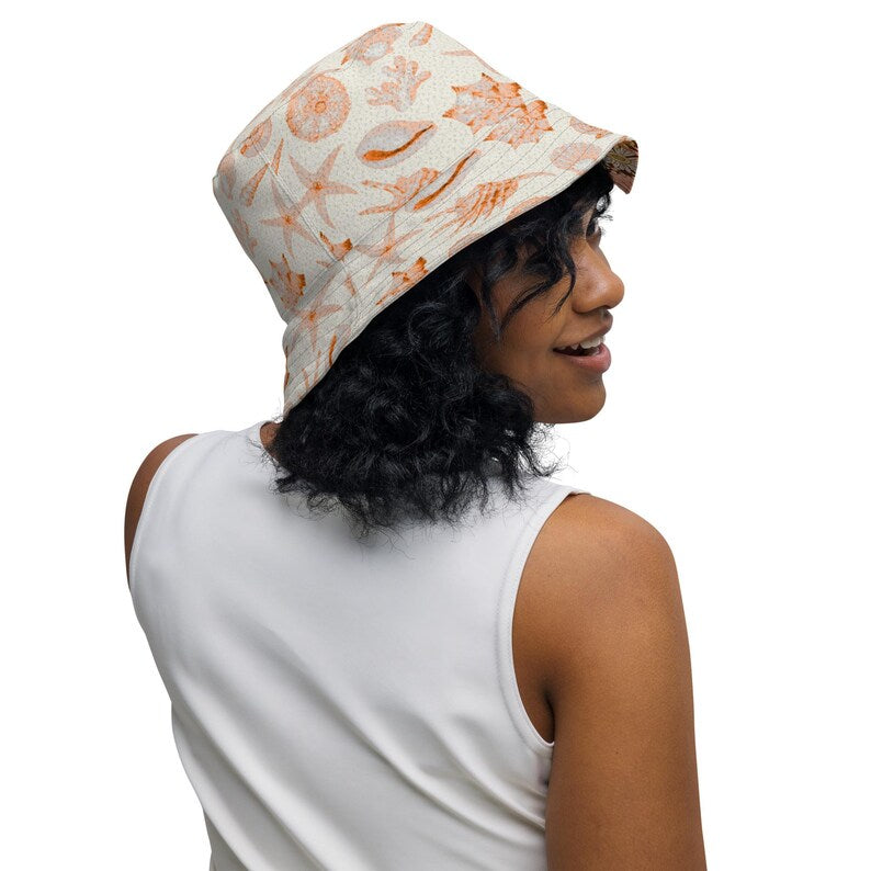 Reversible Bucket Hat Coastal Octopus Hat Beach Sun Hat Ocean Lover Gift Double Sided Hat Fishing Hat Vacation Hat Lucky Levi
