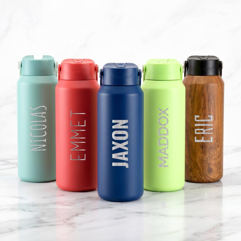 Personalized 40oz Stainless Steel Water Bottle | Custom Laser Engraved Name
