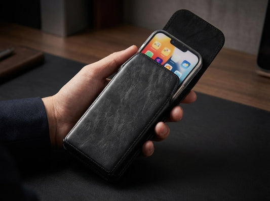 Leather Phone Case, Belt Holster For Men, Cell Phone Pouch, Vertical Mobile Holder, Belt Loop Carry Case, Flip Cover Smartphone Sleeve