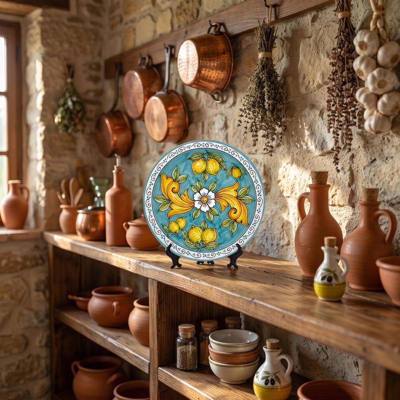 Rustic Italian Villa Style Decor Inspired By Sorrento Lemons Ceramic Display Plate