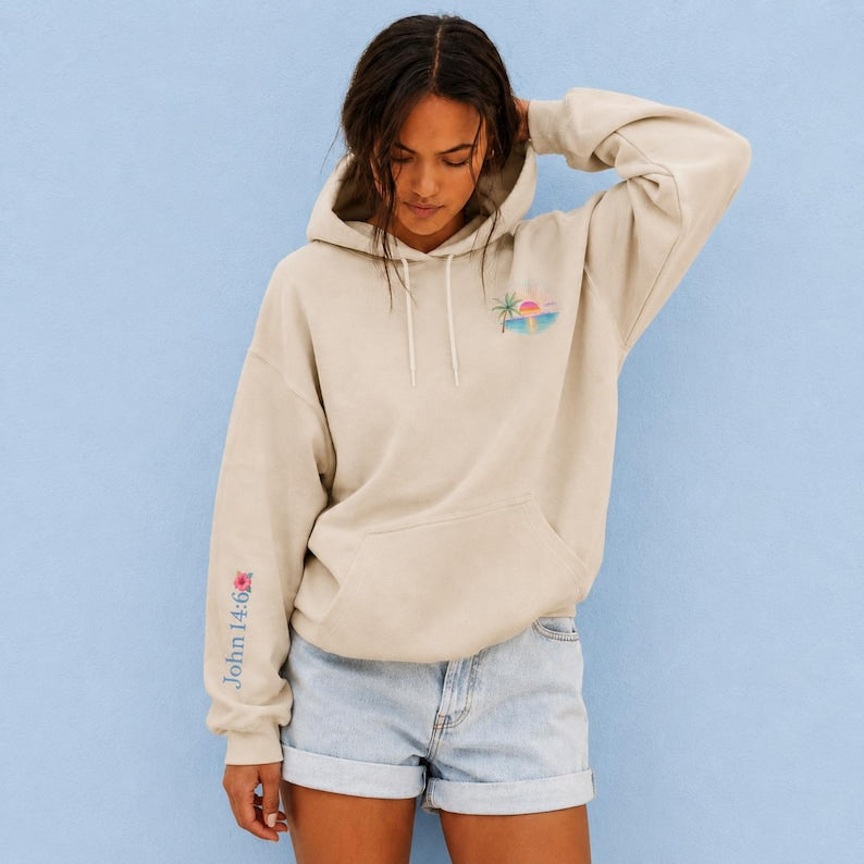 Bible Verse Hoodie Christian Women Faith Inspired Pullover Sweatshirt Teen Girl Youth Group Shirt Religious Camp Apparel Jesus Love Theme