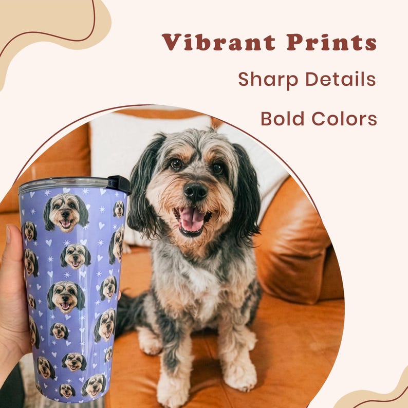 Personalized Pet Photo Tumbler, Custom Photo Insulated Tumbler 20oz with Many Faces, Travel Mug, Pet Gift