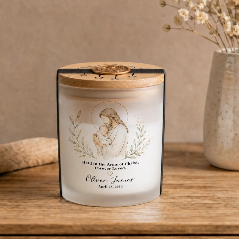 Personalized Christian Baby Memorial Candle - Custom Infant Loss Keepsake