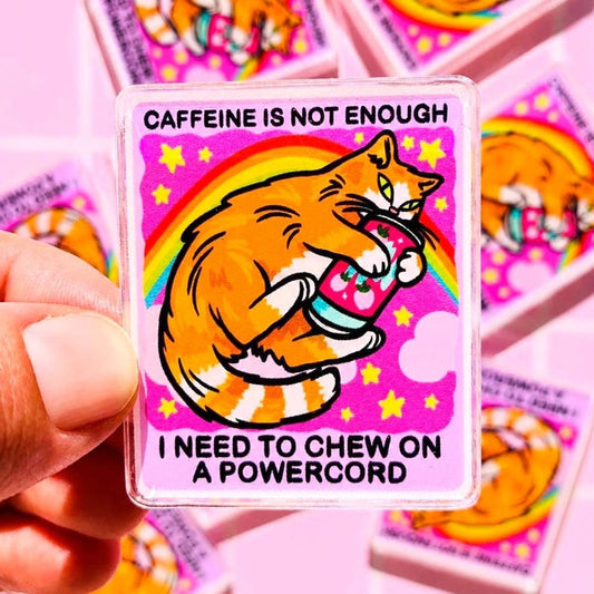 Orange Cat Magnet Energy Drink Lover Sarcastic Gift Idea Funny Fridge Decor Humor Coffee Lover Gift Quirky Office Decor Desk Hilarious Quote