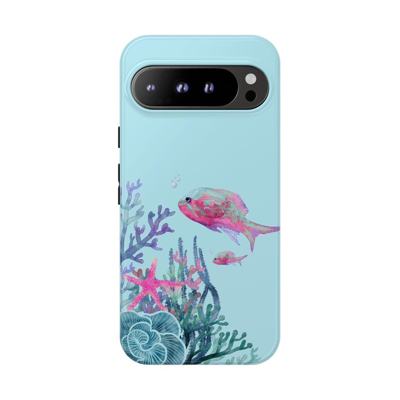 Coastal Fish Phone Case, iPhone Samsung Google Pixel Case, Beach Ocean Phone Cover, Watercolor Coral Fish, Cute Fish Phone case