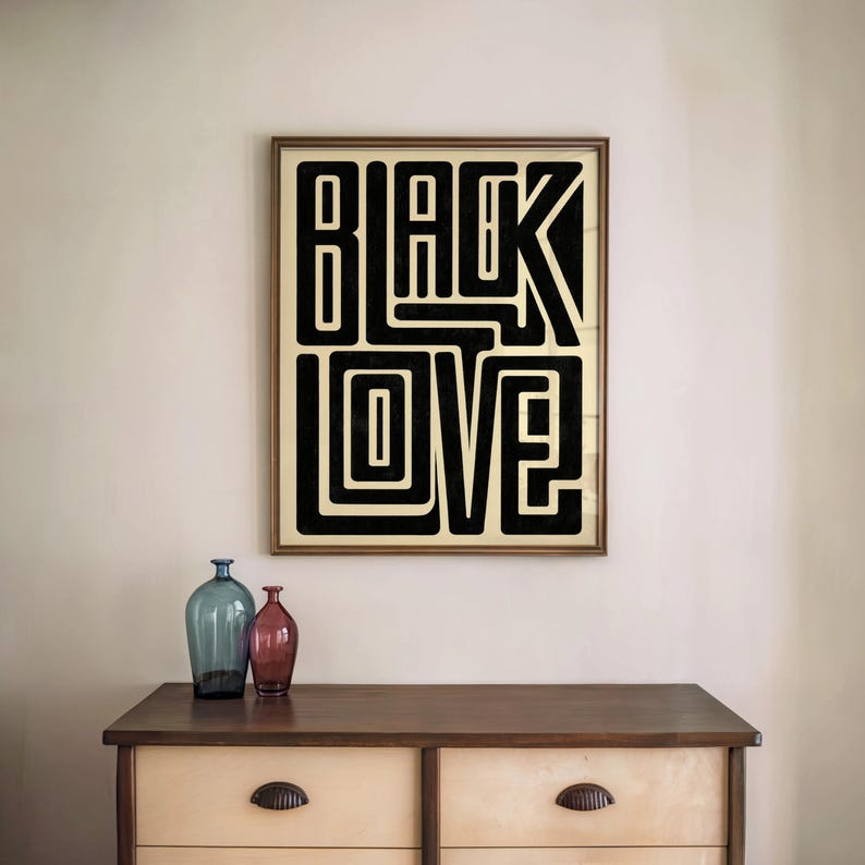 Black Love Typography Wall Art, Bold Afrocentric Pride Print, Modern Minimalist Culture Decor, Unapologetic Afro Poster, Juneteenth Gift