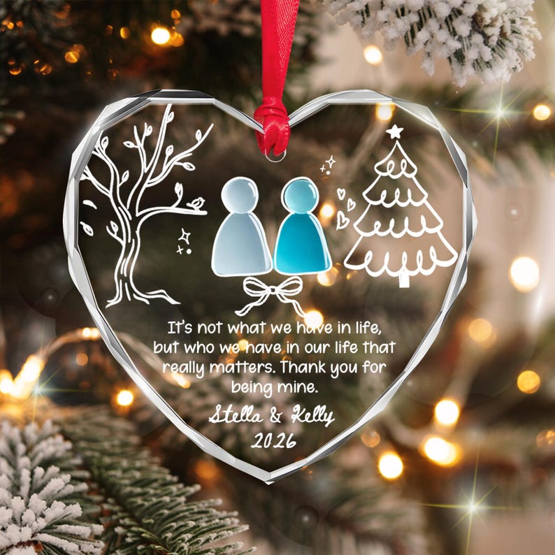 Personalized Friend Glass Ornament, Soulmate Friendship Keepsake