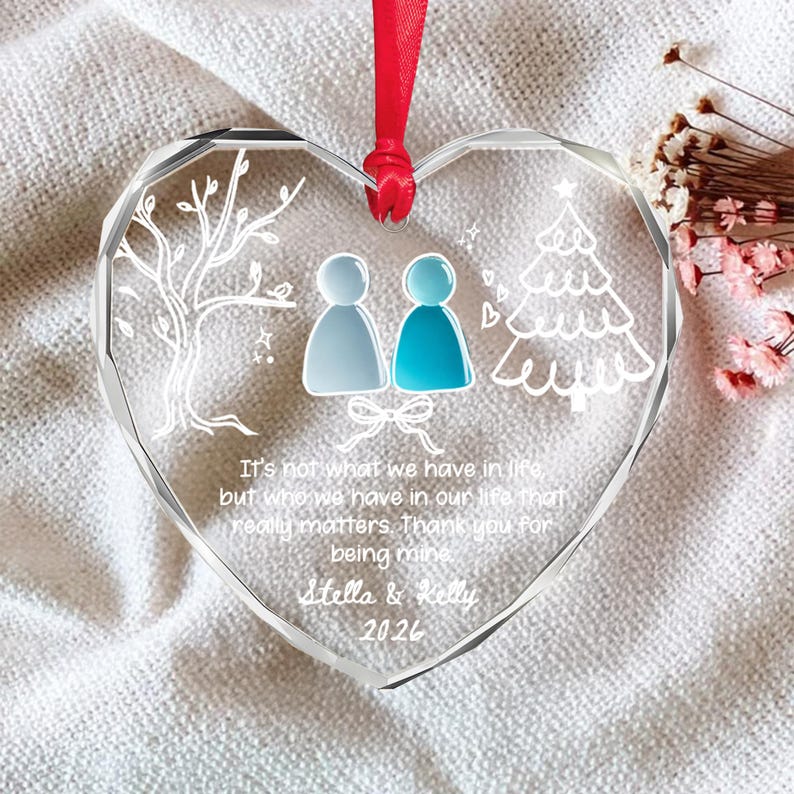Personalized Friend Glass Ornament, Soulmate Friendship Keepsake