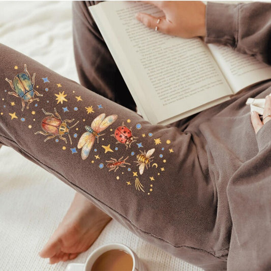 Retro Insects Kaleidoscope Sweatpants, Comfort Colors Sweatpants, Vintage Insect 100% Cotton Celestial Bug Joggers