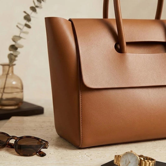 Vegan Leather Work Tote Bag, Minimalist Cruelty-Free Office Bag for Laptop, Structured Chic Professional Tote, Perfect Gift for Her