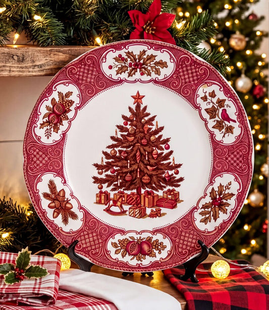 Festive Christmas Tree Elegant & Chic Decorative Plate | Holiday Home Decor, Cabin and Dorm Room Accents