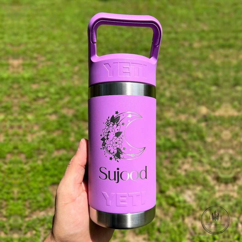 Personalized Kids Custom Yeti Rambler Jr Water Bottle Engraved Insulated Tumbler Back to School Gift Idea for Children 20 Theme Options